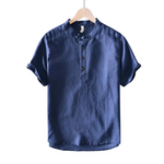 Men’s Collarless Linen Shirt