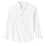 Men’s Collarless Long Sleeve Linen Shirt - Kingsley Beaufort