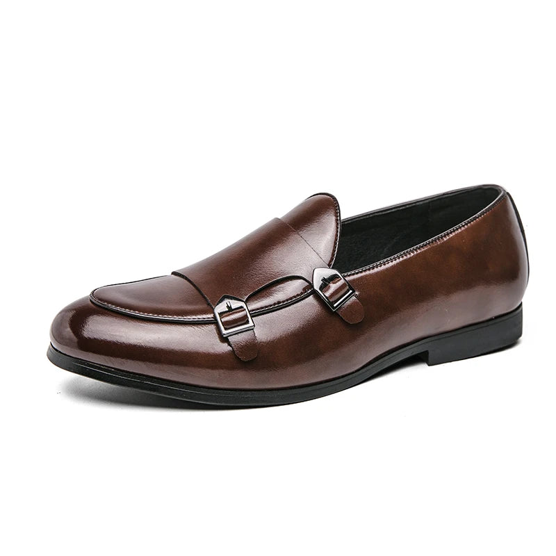 Men’s Leather Loafers with Buckles - Kingsley Beaufort