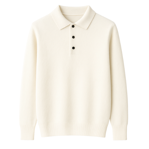 Men’s Long-Sleeve Cashmere Polo - Kingsley Beaufort