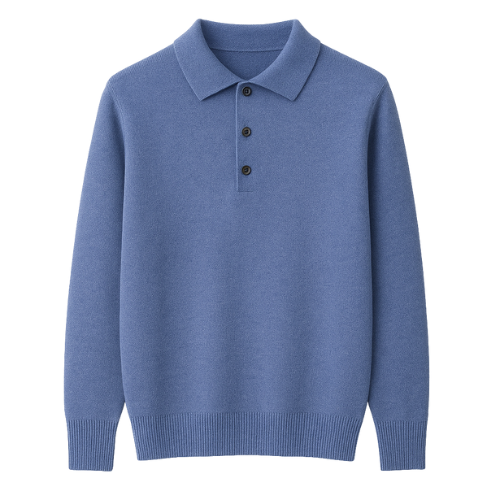 Men’s Long-Sleeve Cashmere Polo - Kingsley Beaufort