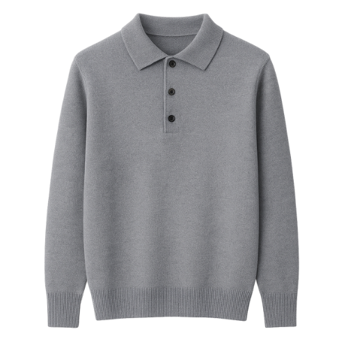Men’s Long-Sleeve Cashmere Polo - Kingsley Beaufort