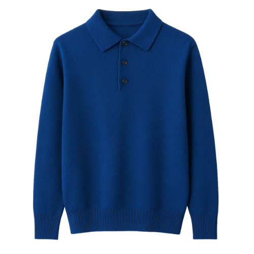 Men’s Long-Sleeve Cashmere Polo - Kingsley Beaufort